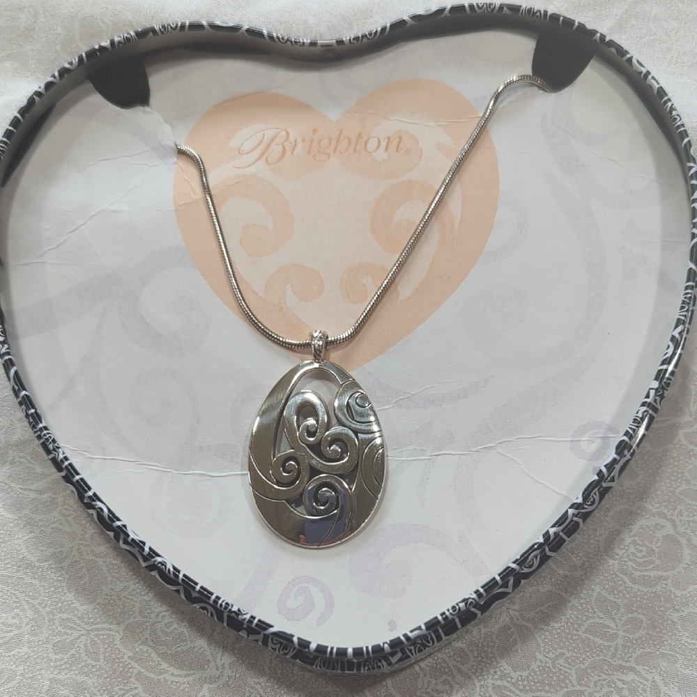 Brighton Silver Necklace with Blue Swirl Pendant